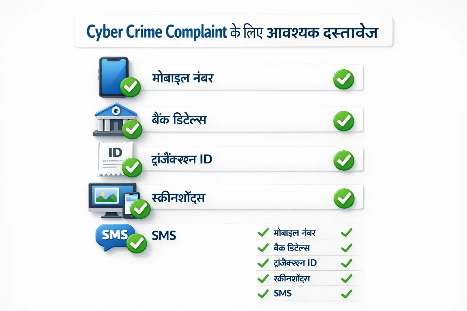 Cyber Crime Complaint के लिए क्या-क्या Documents चाहिए?