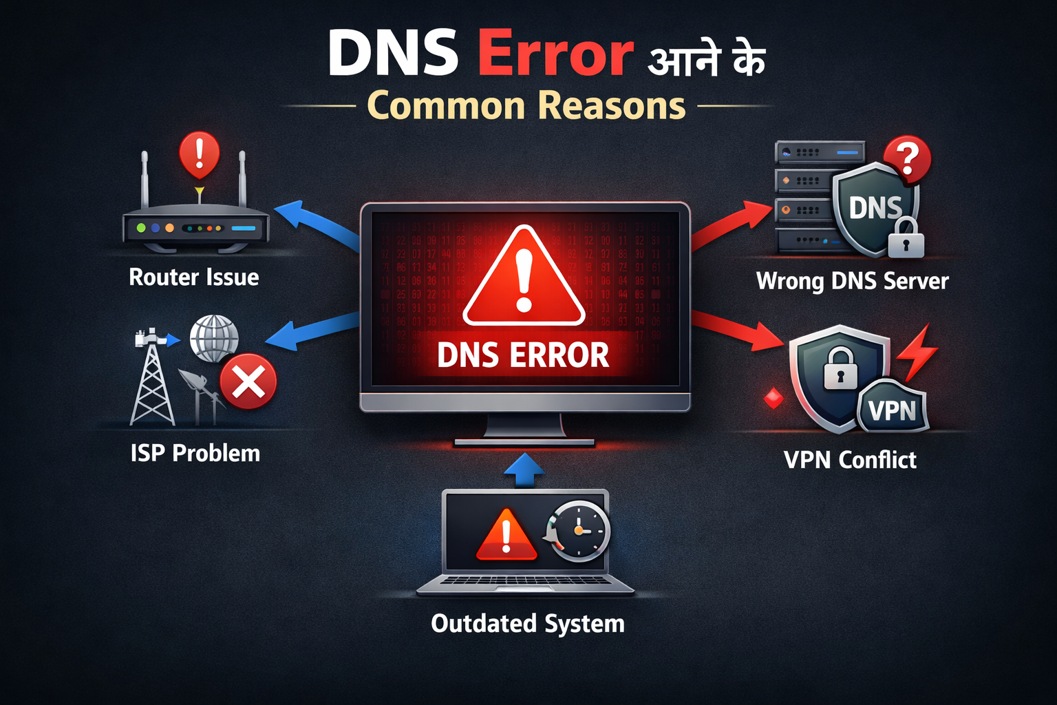 DNS Error आने के Common Reasons