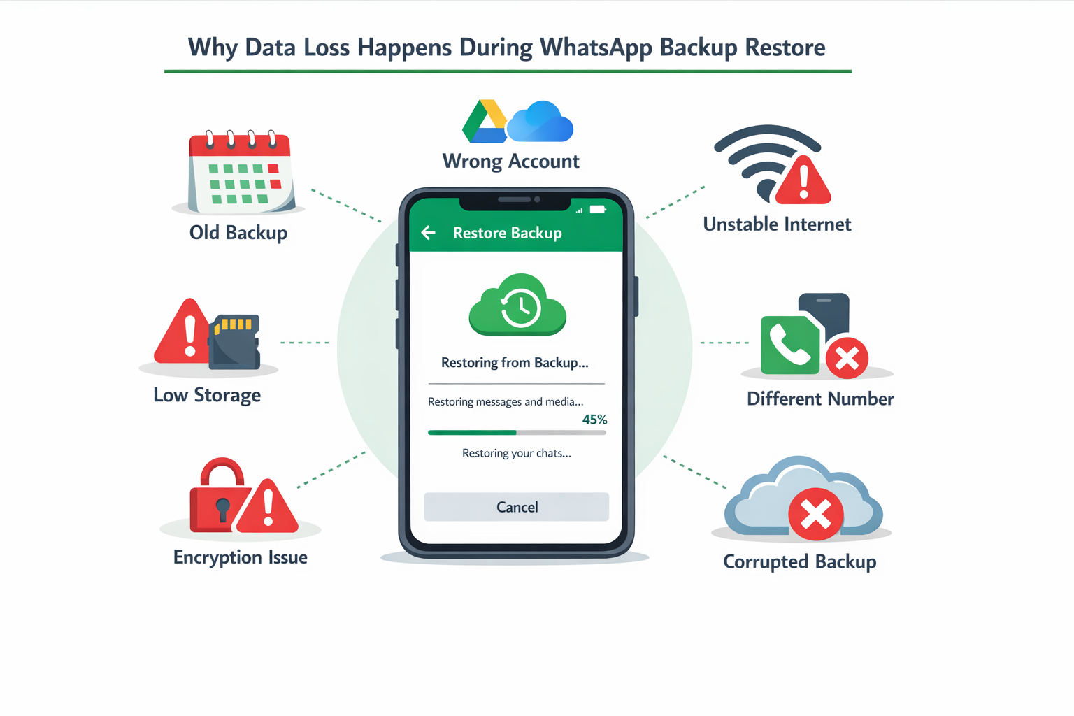 WhatsApp Backup Restore करते समय Data Loss क्यों होता है