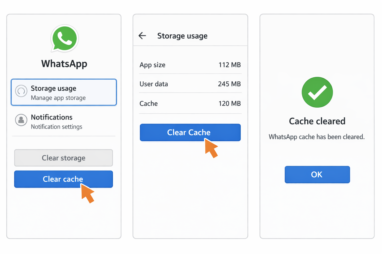 Clear WhatsApp Cache (Android Only)