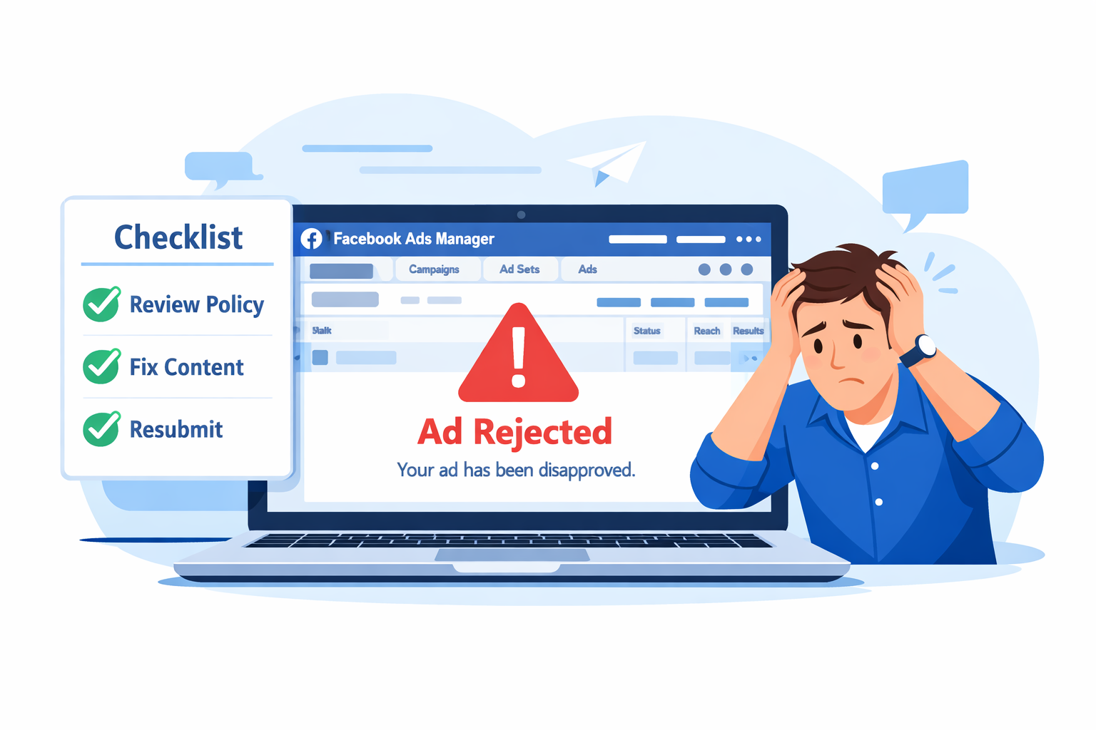 Facebook Ads Rejected होने पर सबसे पहले क्या करें