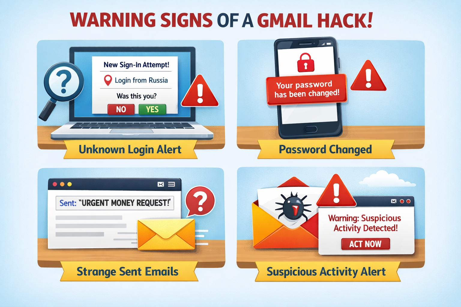 Gmail Account Hack होने के Warning Signs (पहचान)