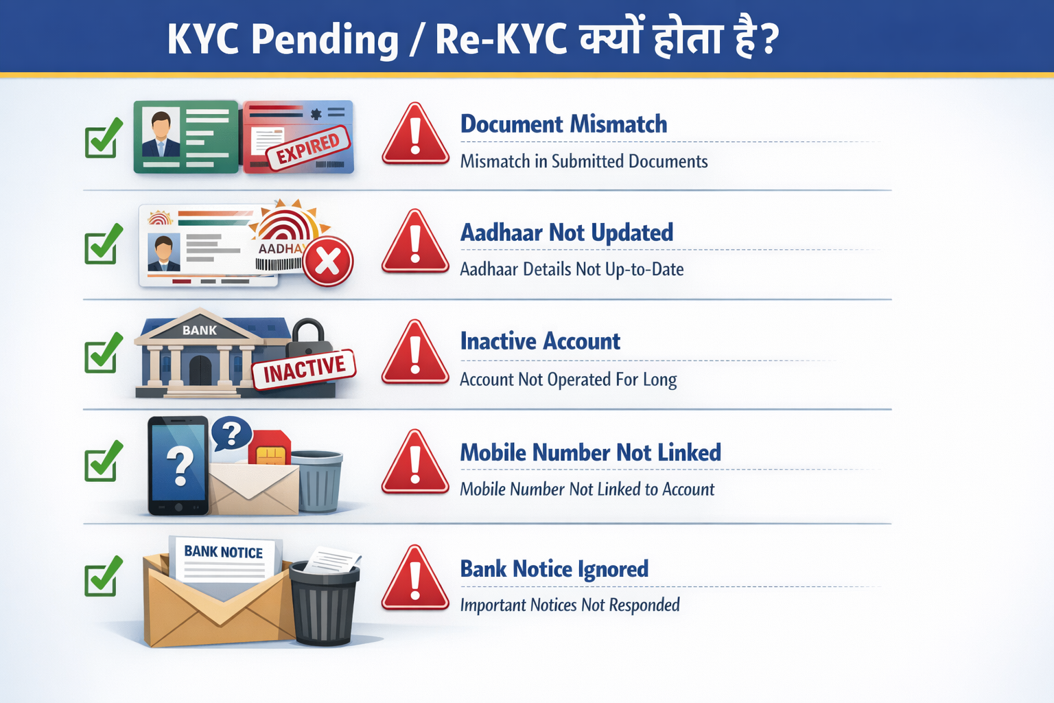 KYC Pending  Re-KYC क्यों होता है (Main Reasons)