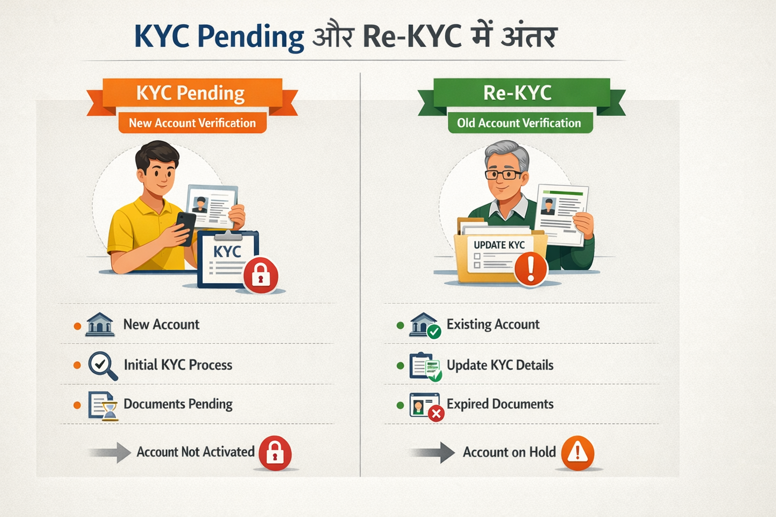 KYC Pending और Re-KYC में अंतर
