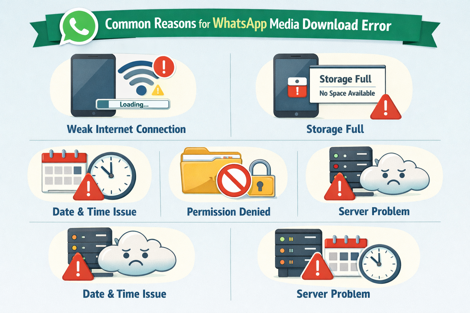 WhatsApp Media Download Error आने के Common Reasons