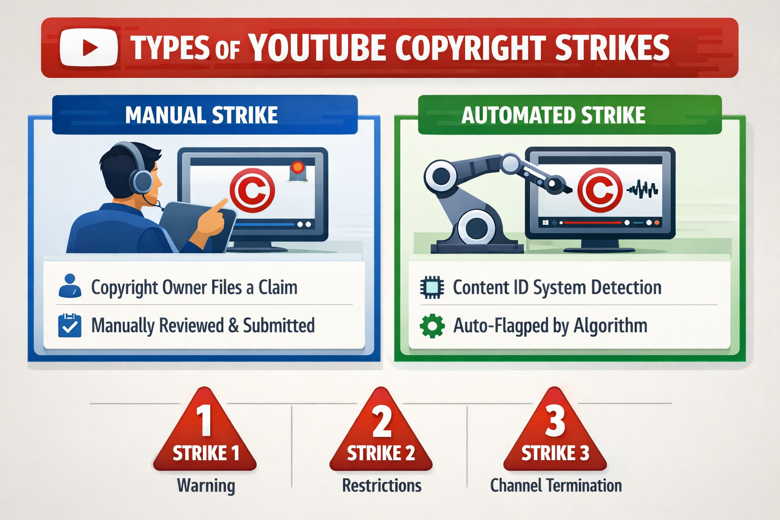 YouTube Copyright Strike के Types