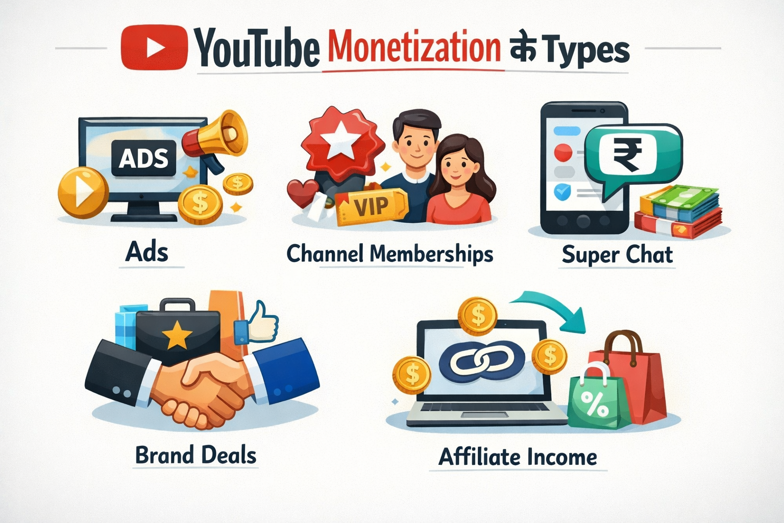 YouTube Monetization के Types