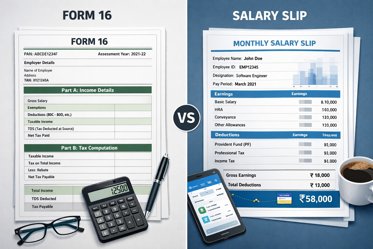 Form 16 और Salary Slip में Difference