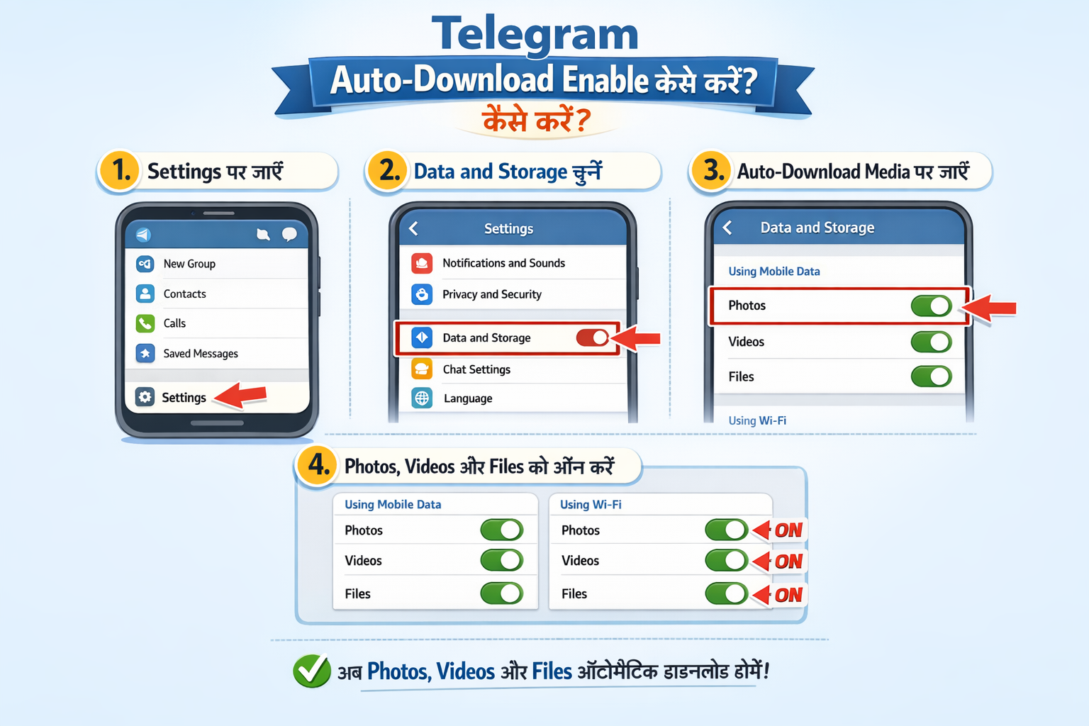 Telegram Auto-Download Settings Enable कैसे करें
